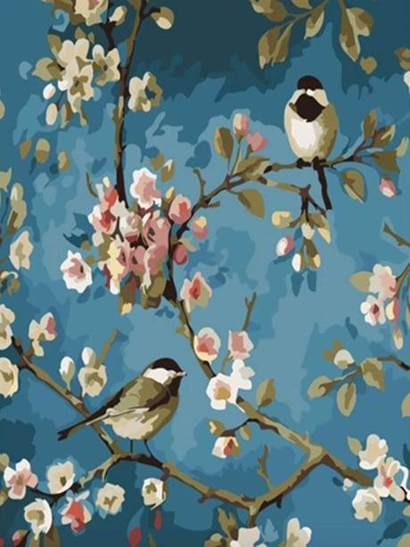 Kuslar 3 Sayılarla Boyama Seti 40x50 cm (Tuvale Gerili)