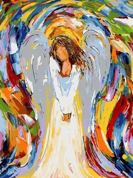 Melek Anne Sayılarla Boyama Seti 40x50 cm (Tuvale Gerili)