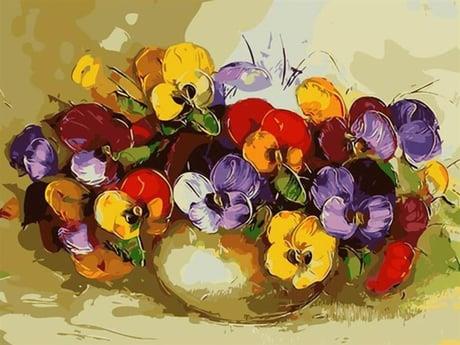 Menekşeler Sayılarla Boyama Seti 40x50 cm (Tuvale Gerili)