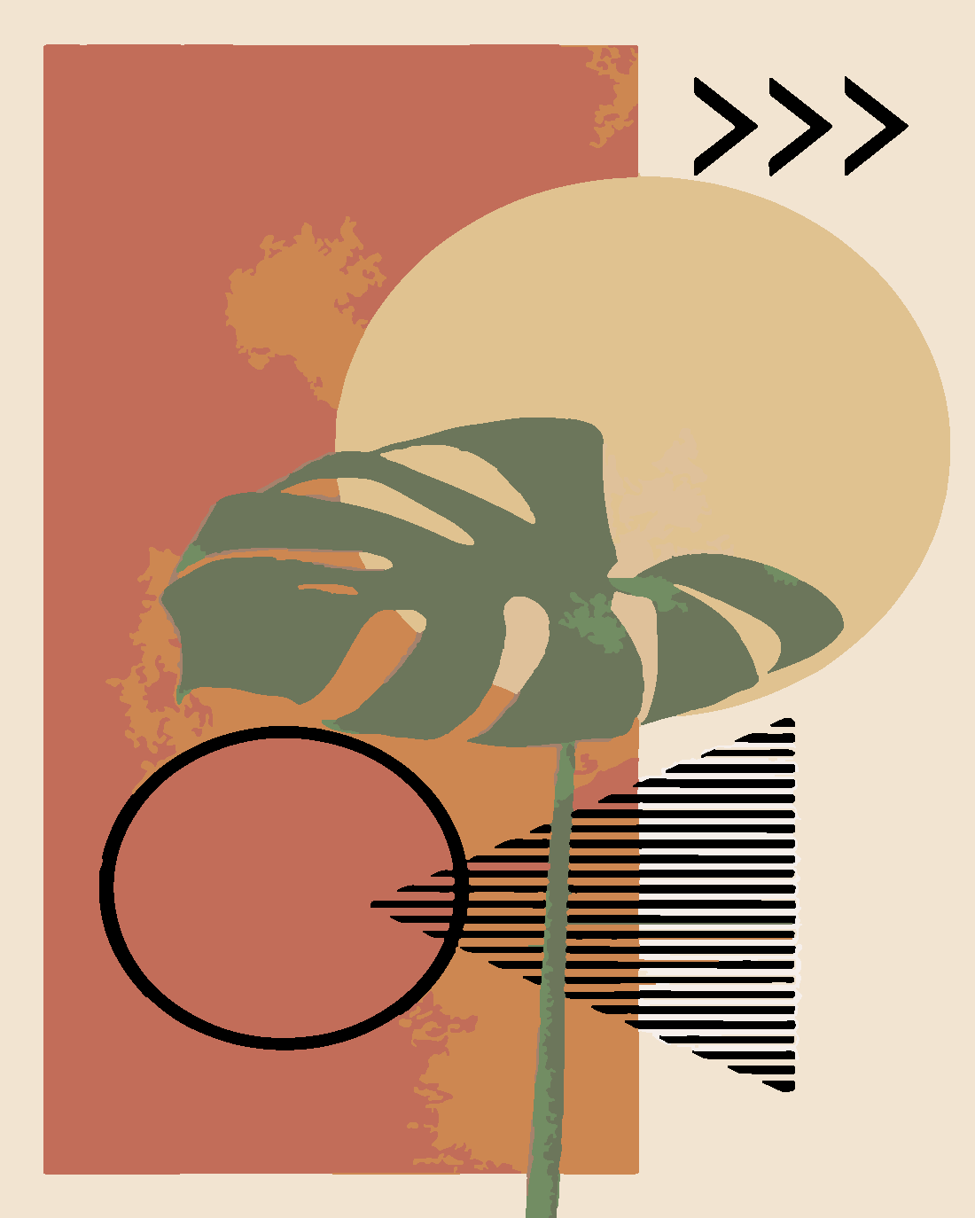 MİNİMAL MONSTERA Boyama Seti 40x50 cm (Tuvale Gerili)