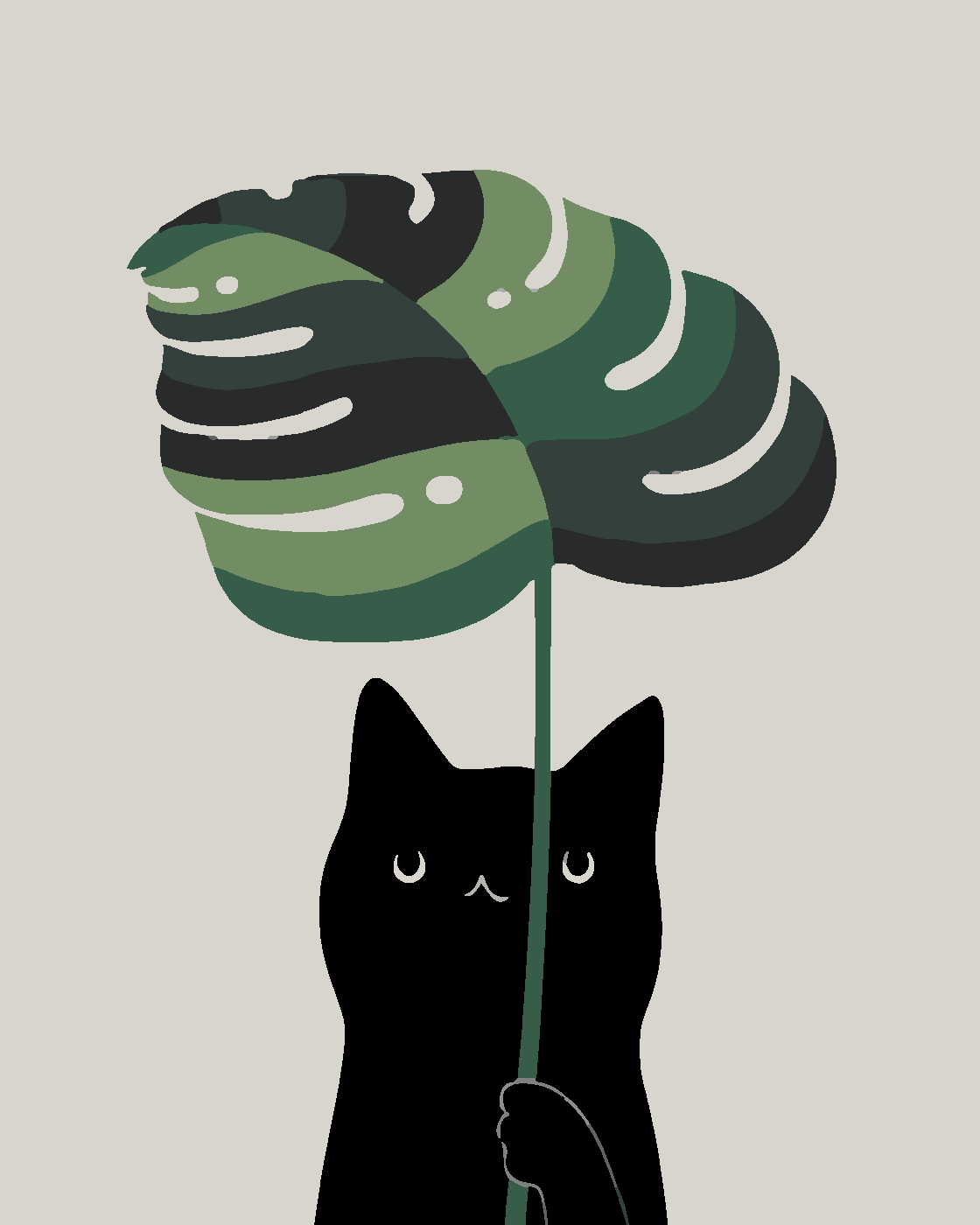 Monstera gölgesinde Boyama Seti 40x50 cm (Tuvale Gerili)