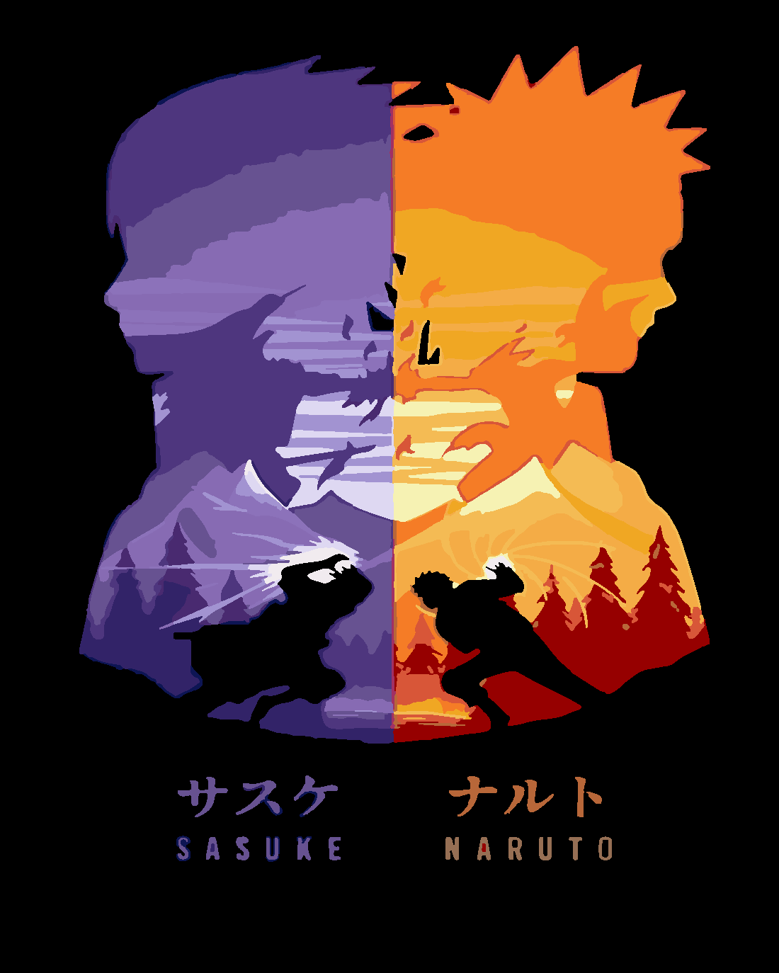 naruto - sasuke  Boyama Seti 40x50 cm (Tuvale Gerili)
