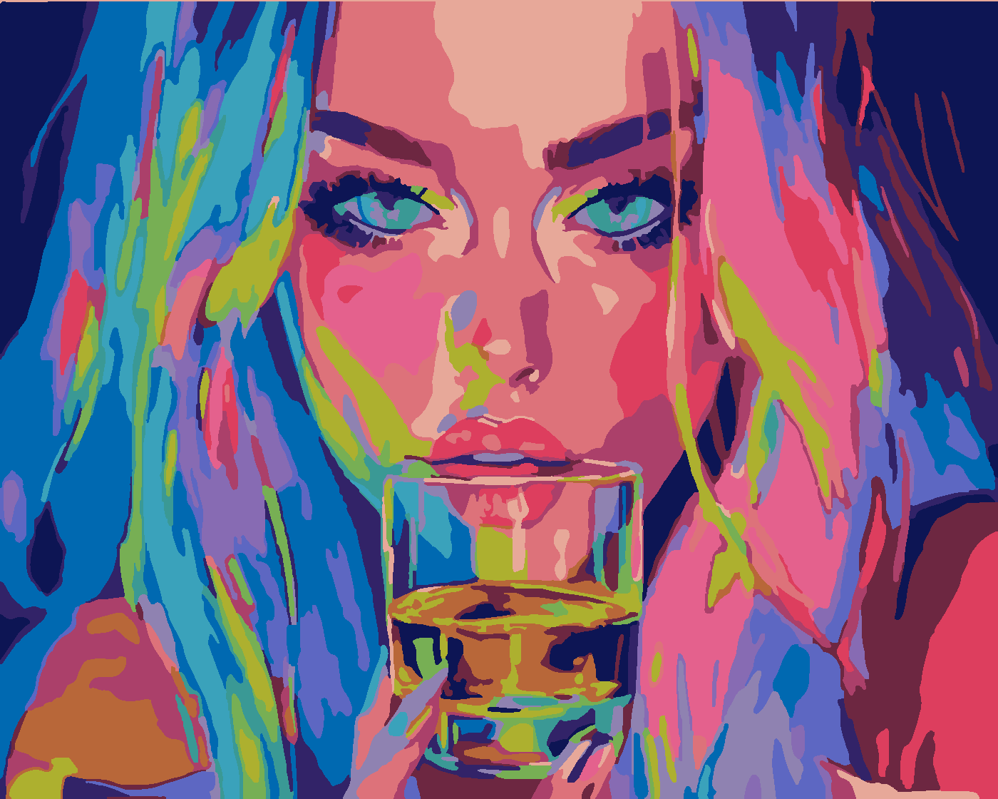 neon kadın Boyama Seti 40x50 cm (Tuvale Gerili)