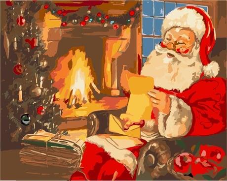 Noel Baba Sayılarla Boyama Seti( Tuval Şasesine Gerili)