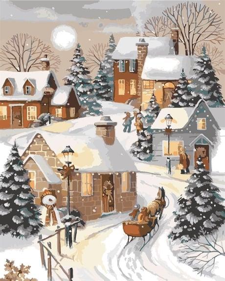 Noel Neşesi Sayılarla Boyama Seti( Tuval Şasesine Gerili)