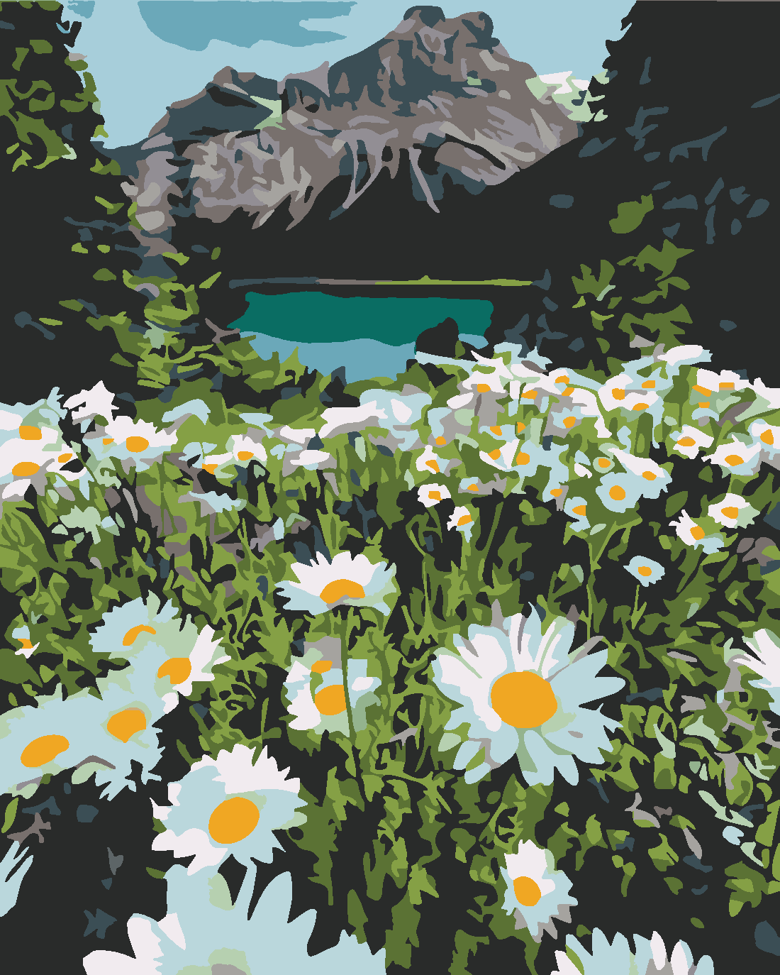 Papatya Vadisi Boyama Seti 40x50 cm (Tuvale Gerili)
