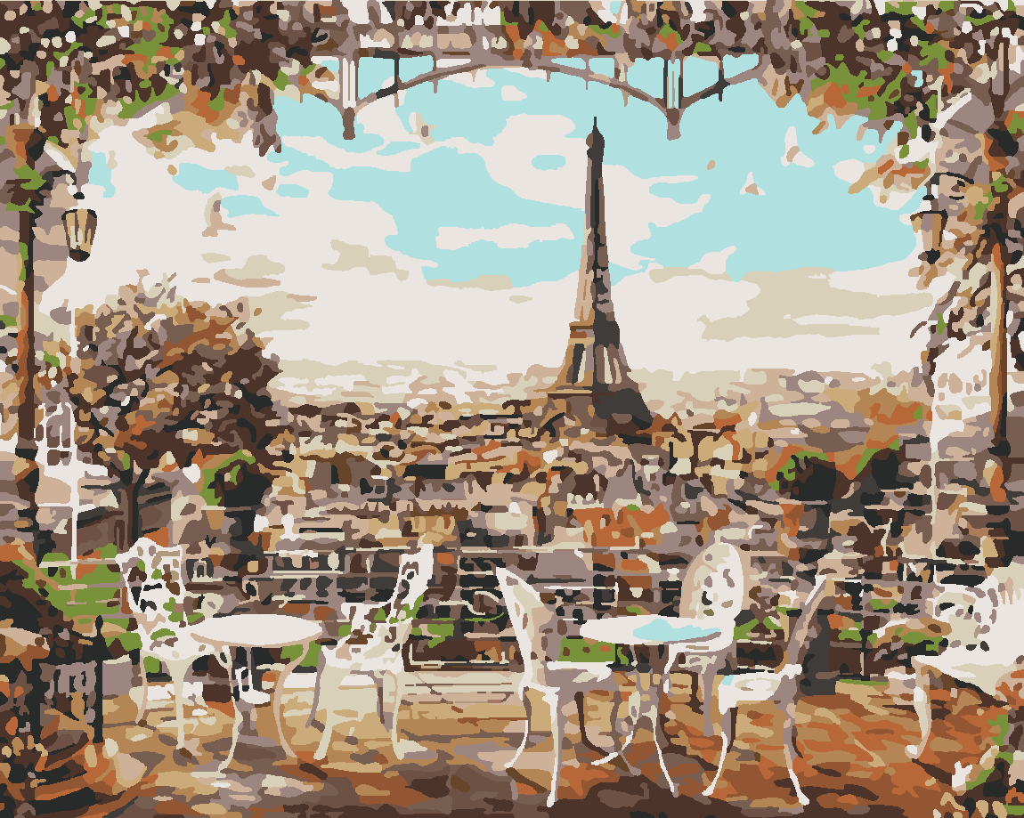 Paris Manzarası Boyama Seti 40x50 cm (Tuvale Gerili)