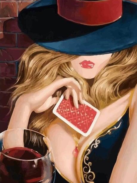Poker Face Sayılarla Boyama Seti 40x50 cm (Tuvale Gerili)