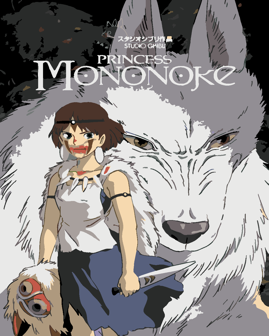 Prenses Mononoke (Princess Mononoke) Sayılarla Boyama Seti Sayılarla Boyama Seti 40x50 cm (Tuvale Gerili)