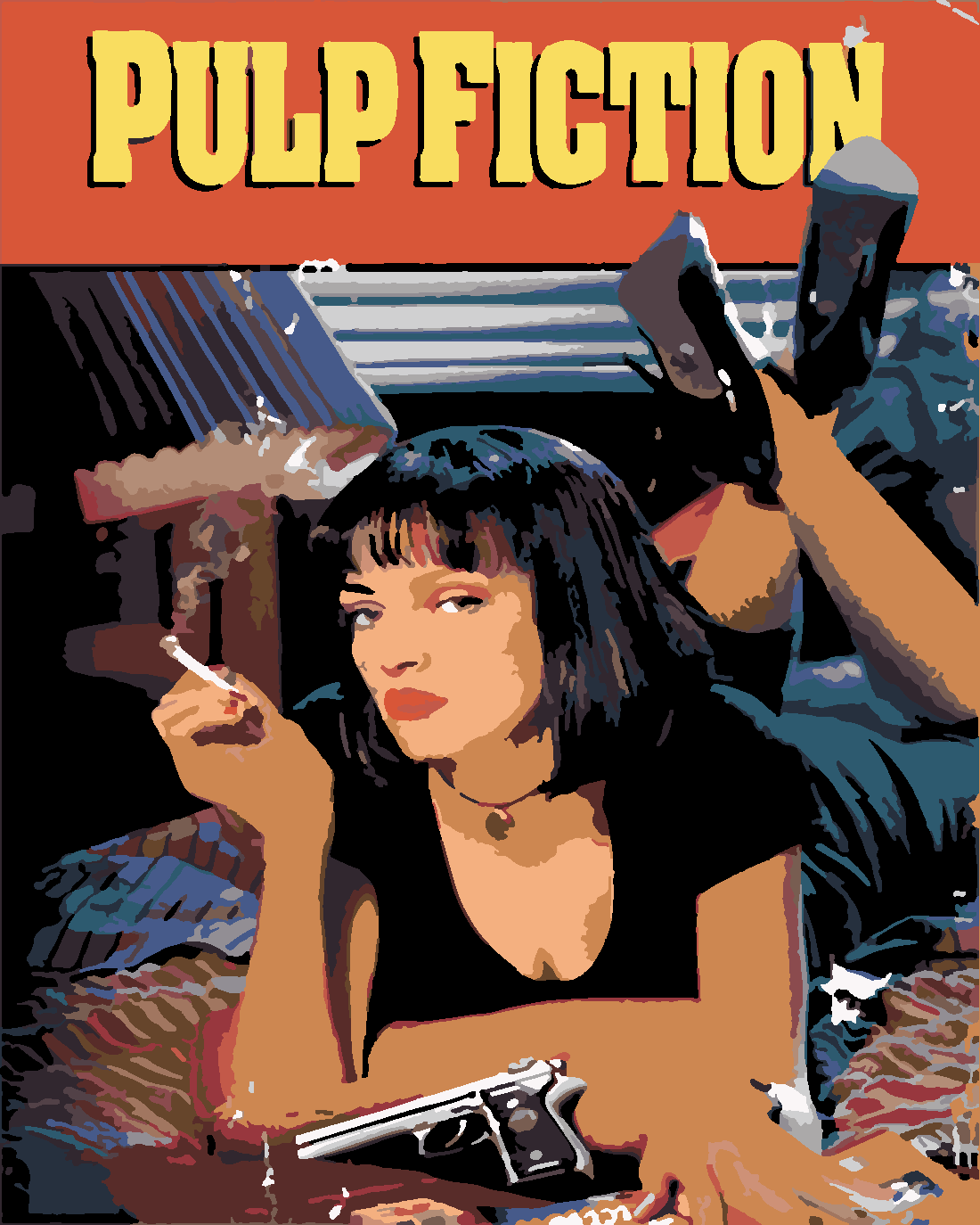 Pulp Fiction (1994) Sayılarla Boyama Seti Sayılarla Boyama Seti 40x50 cm (Tuvale Gerili)