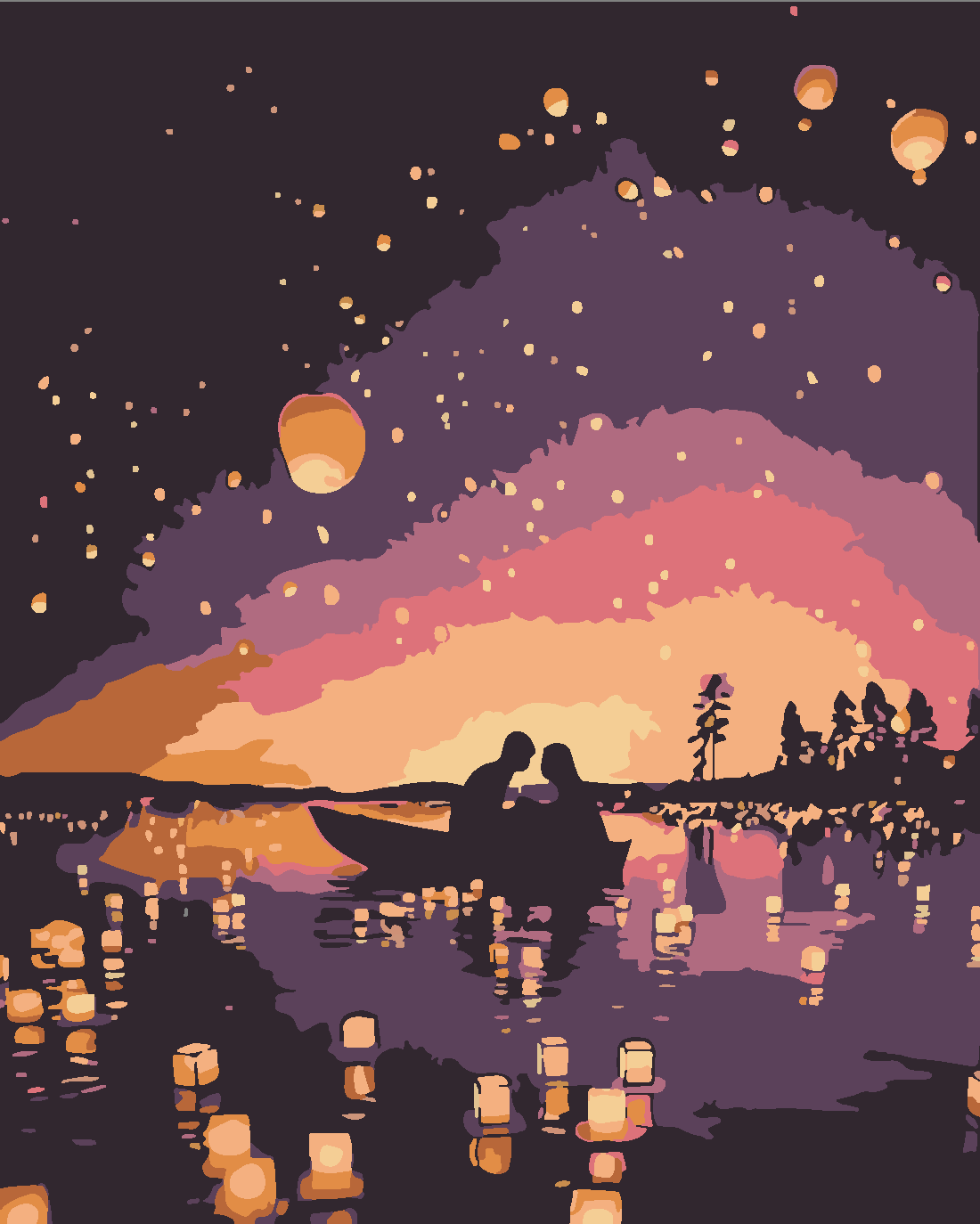 Romantik Kayık Boyama Seti 40x50 cm (Tuvale Gerili)
