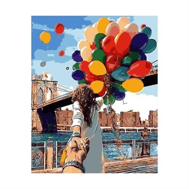 Romantizm ve Balonlar Sayılarla Boyama Seti 40x50 cm (Tuvale Gerili)