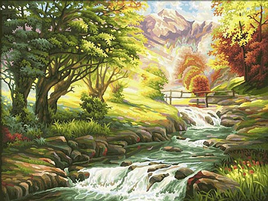 Sihirli Nehir Sayılarla Boyama Seti 40x50 cm (Tuvale Gerili)