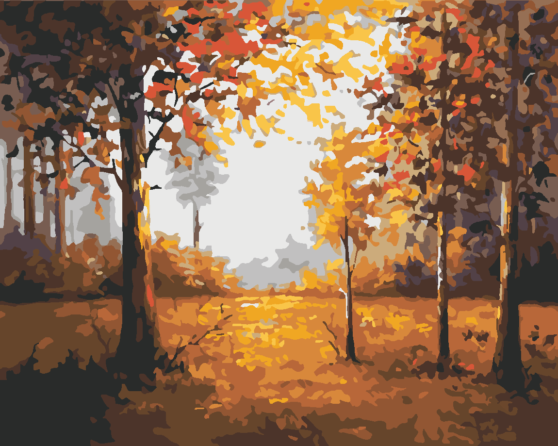 Sonbahar Ve Ağaçlar Boyama Seti 40x50 cm (Tuvale Gerili)