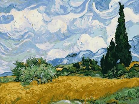 Van Gogh Buğday Tarlası Sayılarla Boyama Seti  (Tuvale Gerili)