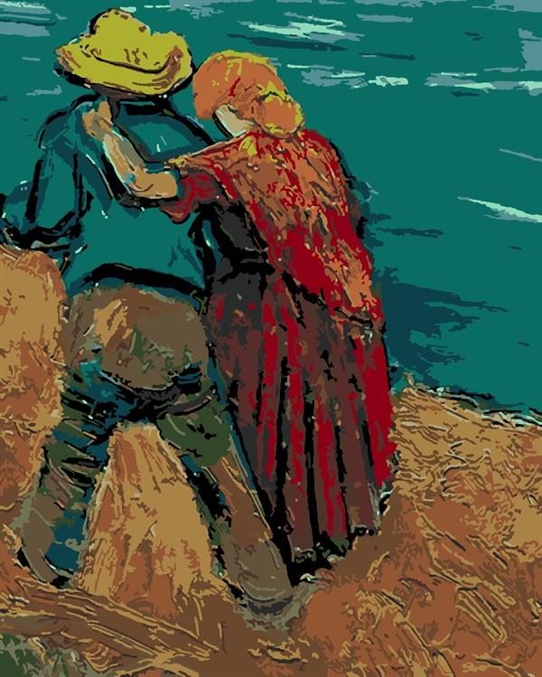 Van Gogh İki Aşık Sayılarla Boyama Seti (Tuvale Gerili)
