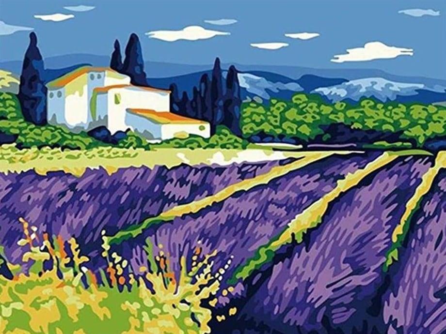 Van Gogh Lavanta Tarlası Sayılarla Boyama Seti(40x50 cm Tuval Şasesine Gerili)