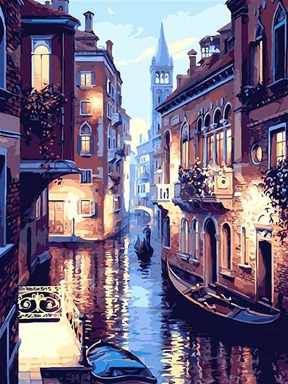 Venedik Sayılarla Boyama Seti 50x65 cm (Tuvale Gerili)