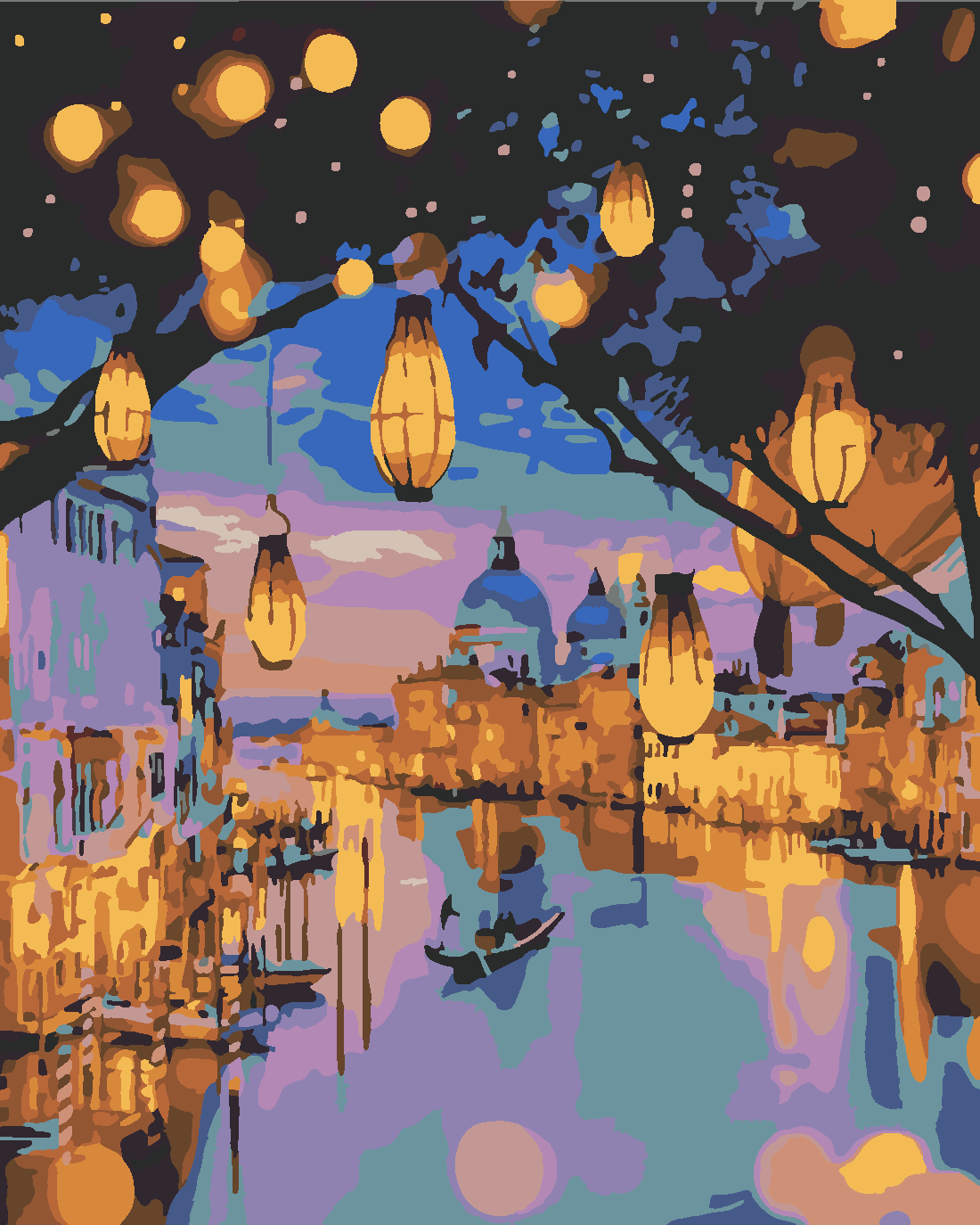 Venedikte Gece Boyama Seti 40x50 cm (Tuvale Gerili)