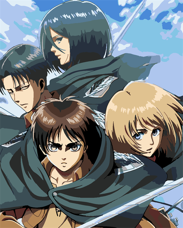 Attack of TiAttack of Titan Keşif Birliği 2 Boyama Seti 40x50 cm (Tuvale Gerili)