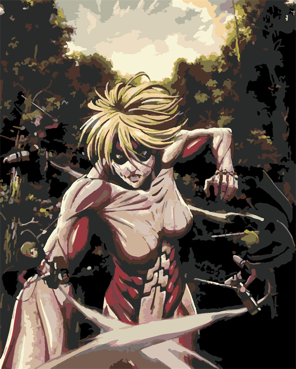 Attack of Titan Dişi Titan Boyama Seti 40x50 cm (Tuvale Gerili)