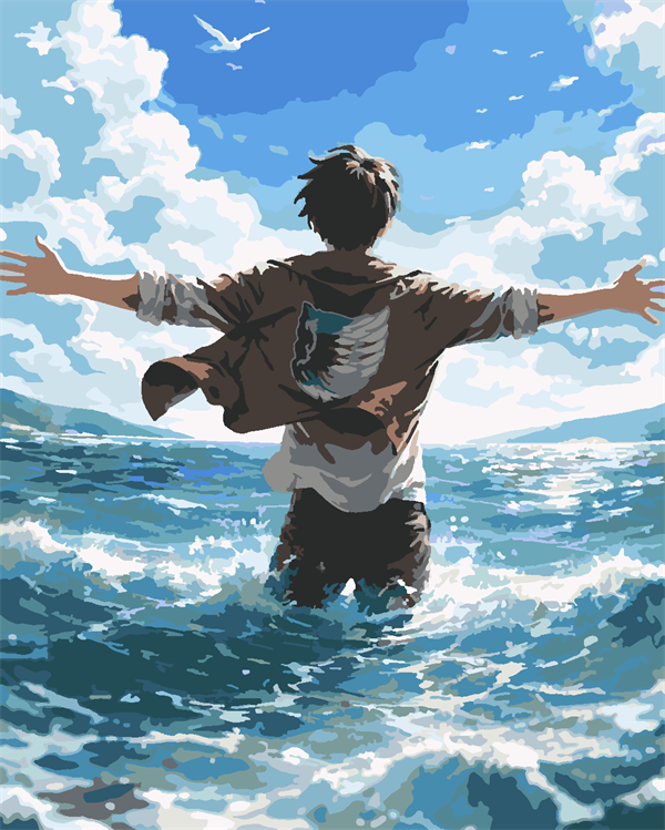 Attack of Titan Eren ve Özgürlük  Boyama Seti 40x50 cm (Tuvale Gerili)