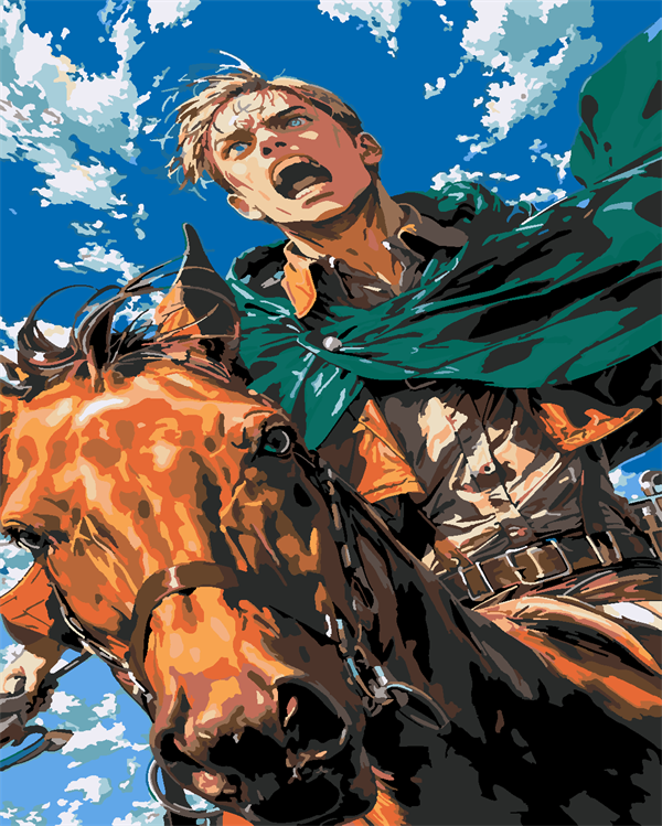 Attack of Titan Komutan Erwin  2  Boyama Seti 40x50 cm (Tuvale Gerili)