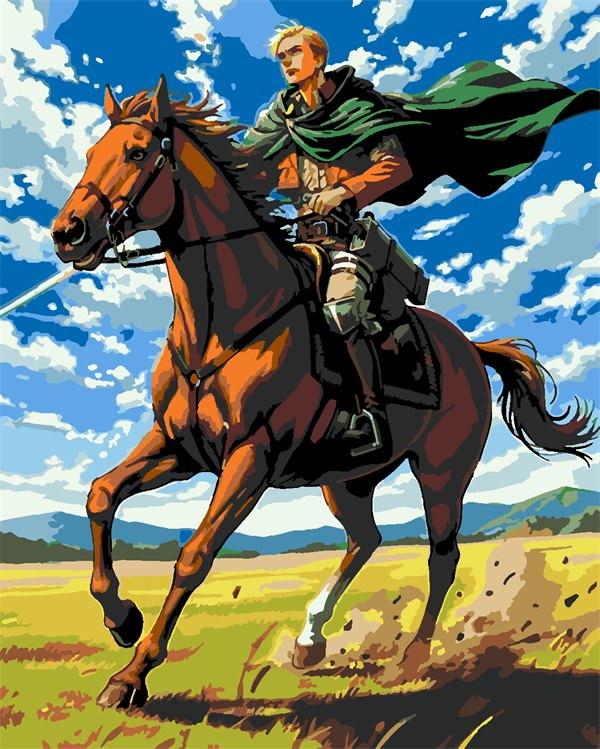 Attack of Titan Komutan Erwin  3  Boyama Seti 40x50 cm (Tuvale Gerili)