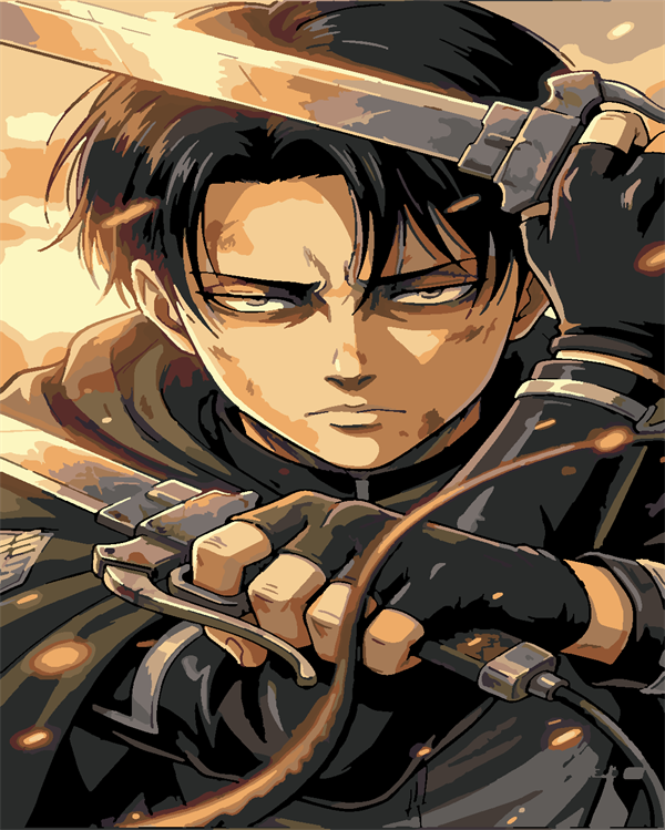 Attack of Titan Levi Ackerman 3  Boyama Seti 40x50 cm (Tuvale Gerili)