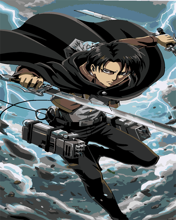 Attack of Titan Levi Ackerman 6 Boyama Seti 40x50 cm (Tuvale Gerili)