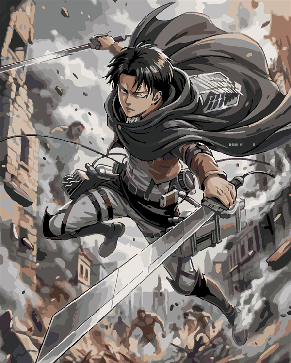 Attack of Titan Levi Ackerman 7 Boyama Seti 40x50 cm (Tuvale Gerili)