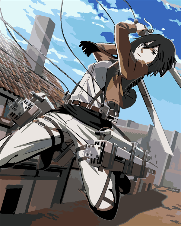 Attack of Titan Mikasa Boyama Seti 40x50 cm (Tuvale Gerili)