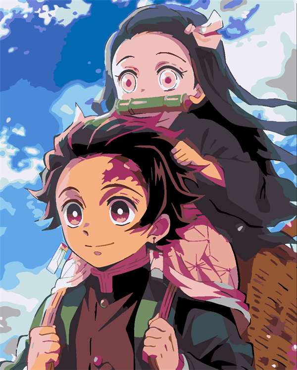 Demon Slayer- Tanjiro ve Nezuko  40x50 cm (Tuvale Gerili)