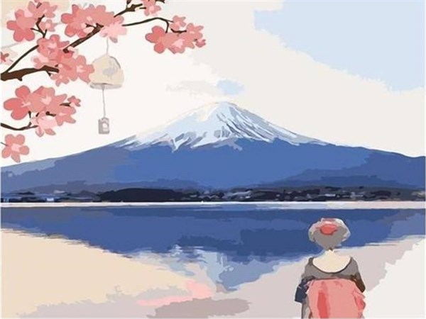 Fuji Dağı Sayılarla Boyama Seti 40x50 cm (Tuvale Gerili)