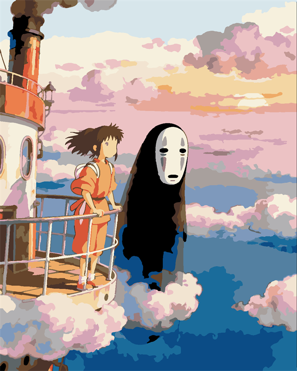 Ruhların Kaçışı (Spirited Away) Sayılarla Boyama Seti Sayılarla Boyama Seti 40x50 cm (Tuvale Gerili)