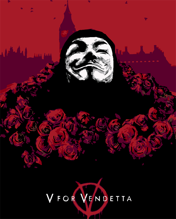 V for Vendetta Sayılarla Boyama Seti Sayılarla Boyama Seti 40x50 cm (Tuvale Gerili)