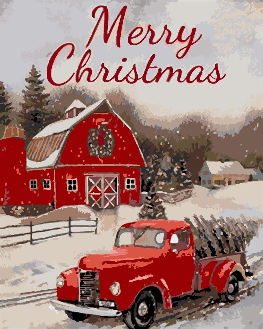  Merry Chrismas Sayılarla Boyama Seti 50x65 cm (Tuval Şasesine Gerili)