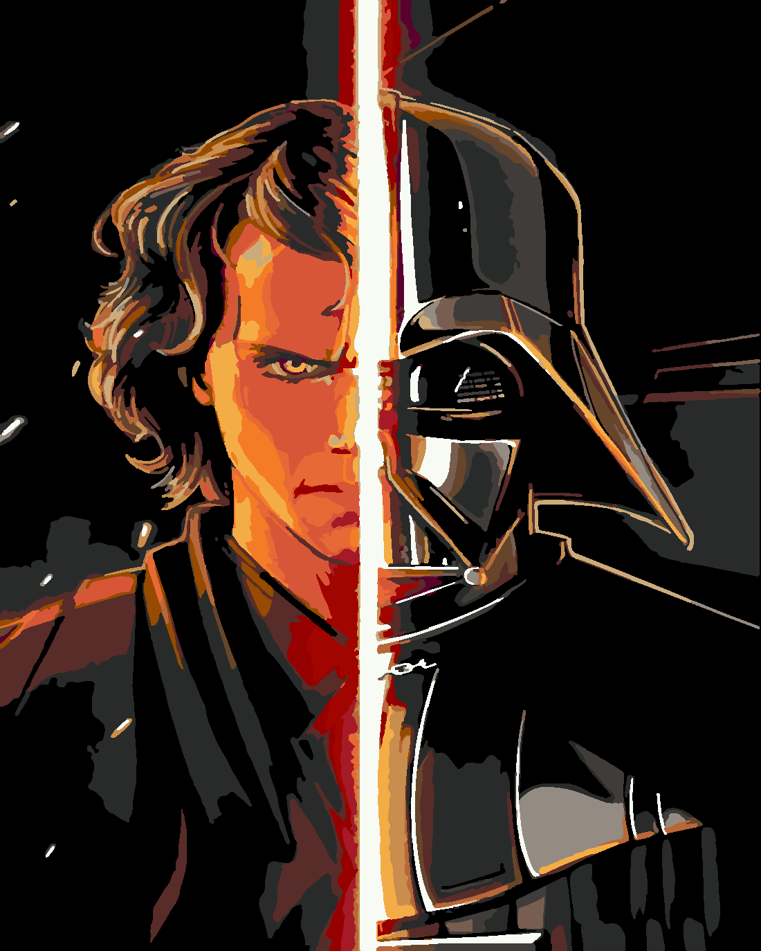 Anakin Skywalker Sayılarla Boyama Seti 40x50 cm (Tuvale Gerili)