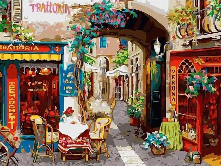 Arka Sokaklar Sayılarla Boyama Seti 40x50 cm (Tuvale Gerili)