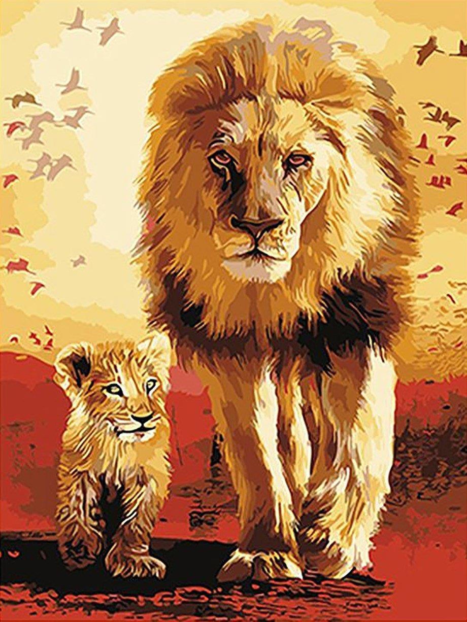 Aslan Kral Sayılarla Boyama Seti 40x50 cm (Tuvale Gerili)
