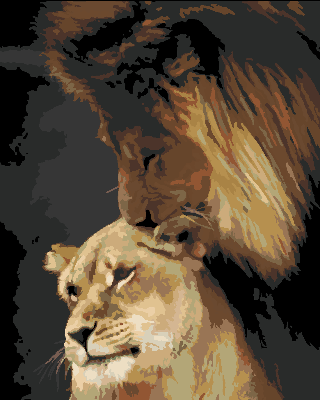Aslan Merhameti Sayılarla Boyama Seti 40x50 cm (Tuvale Gerili)