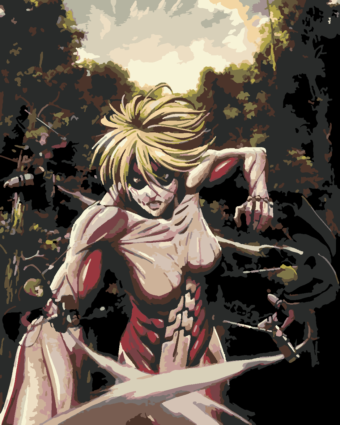 Attack of Titan Dişi Titan Boyama Seti 40x50 cm (Tuvale Gerili)