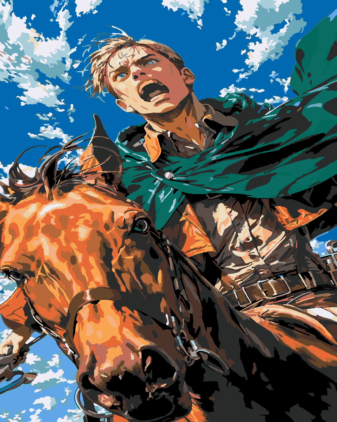 Attack of Titan Komutan Erwin  2  Boyama Seti 40x50 cm (Tuvale Gerili)