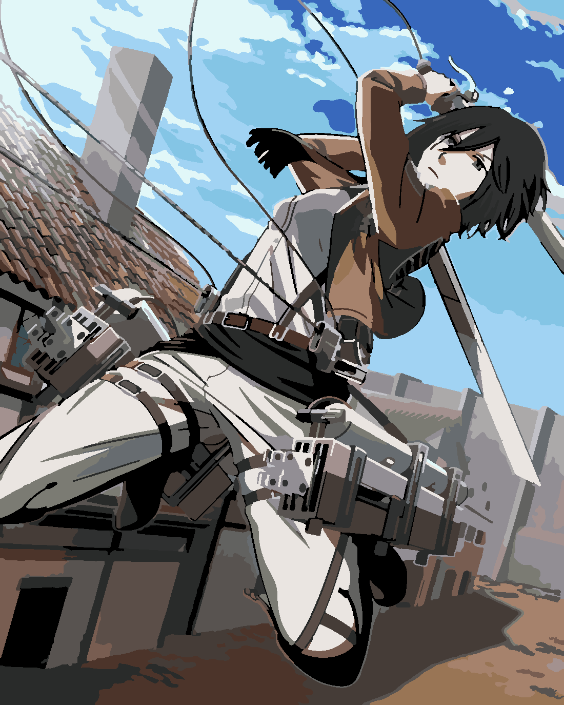 Attack of Titan Mikasa Boyama Seti 40x50 cm (Tuvale Gerili)