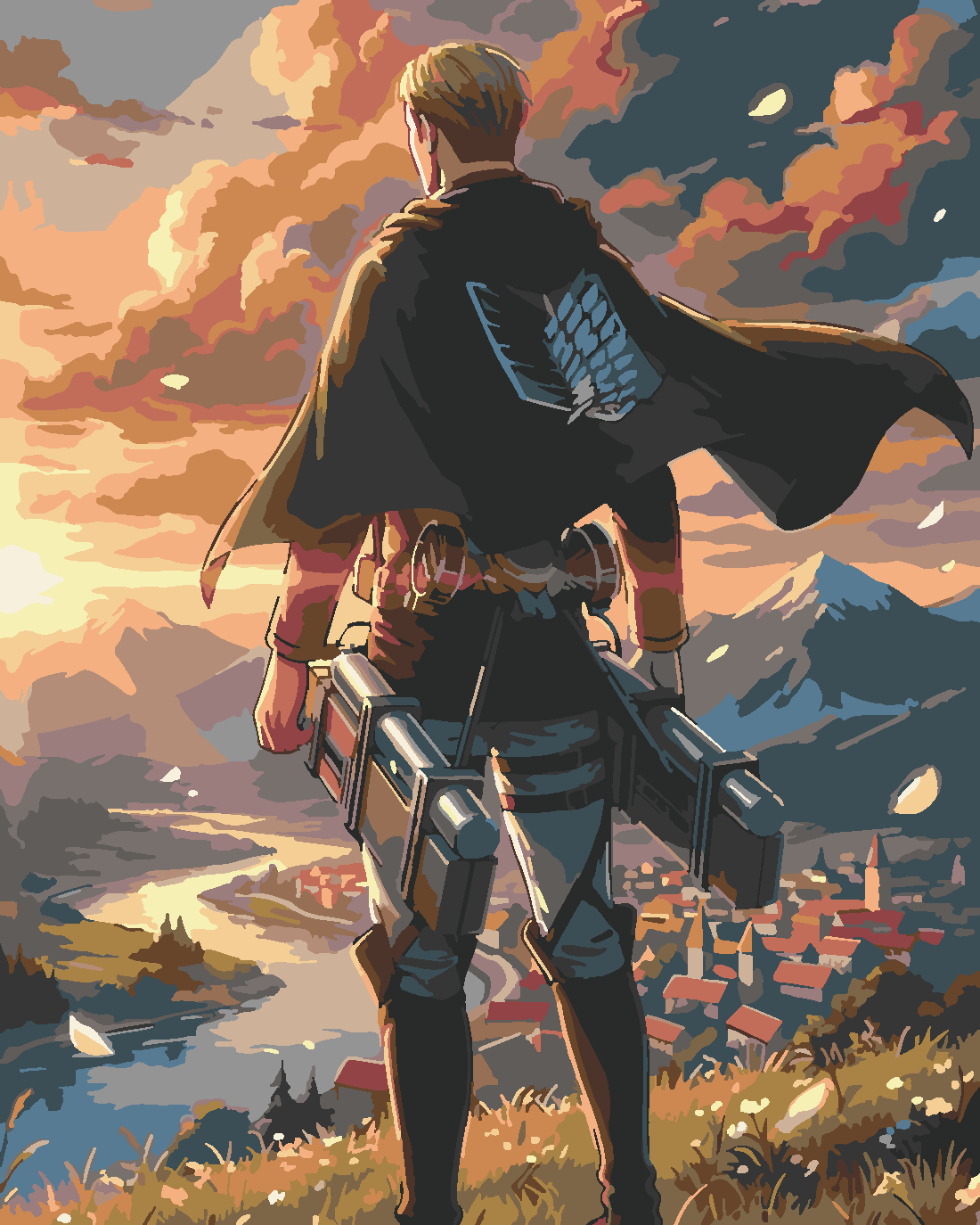 Attack of TitanAttack of Titan Komutan Erwin 5 Boyama Seti 40x50 cm (Tuvale Gerili)