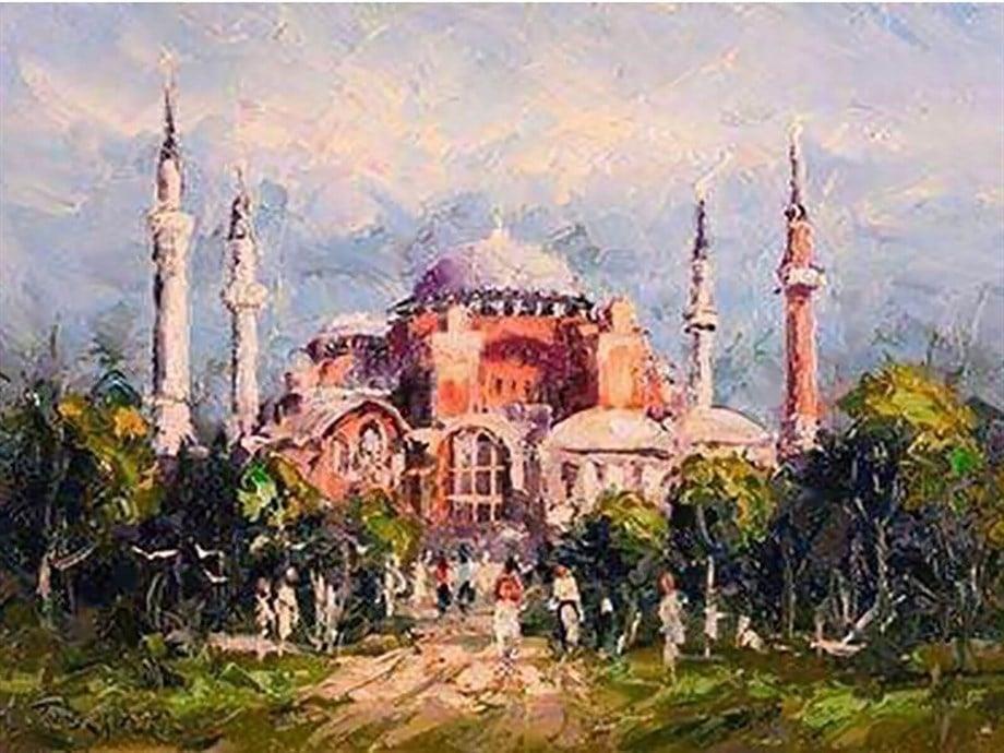 Ayasofya Sayılarla Boyama Seti 40x50 cm (Tuvale Gerili)
