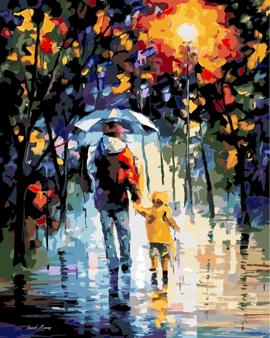 Baba Ve Çocuk Sayılarla Boyama Seti 50x65 cm (Tuvale Gerili)