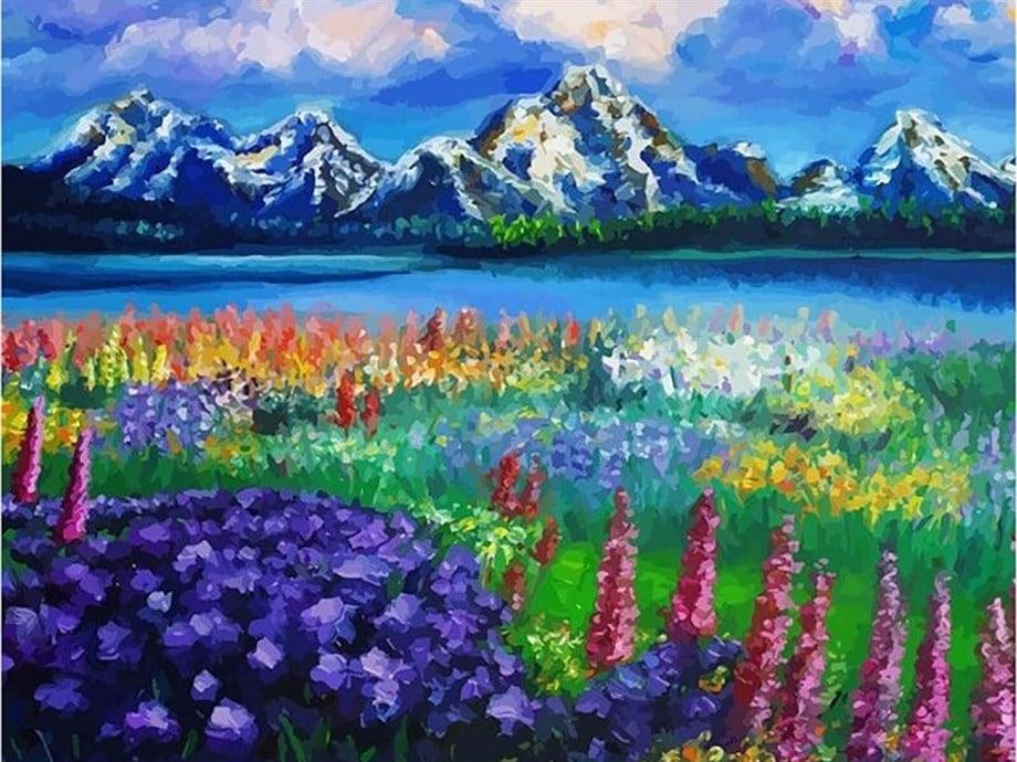 Baharın Müjdesi Sayılarla Boyama Seti(40x50 cm Tuval Şasesine Gerili)