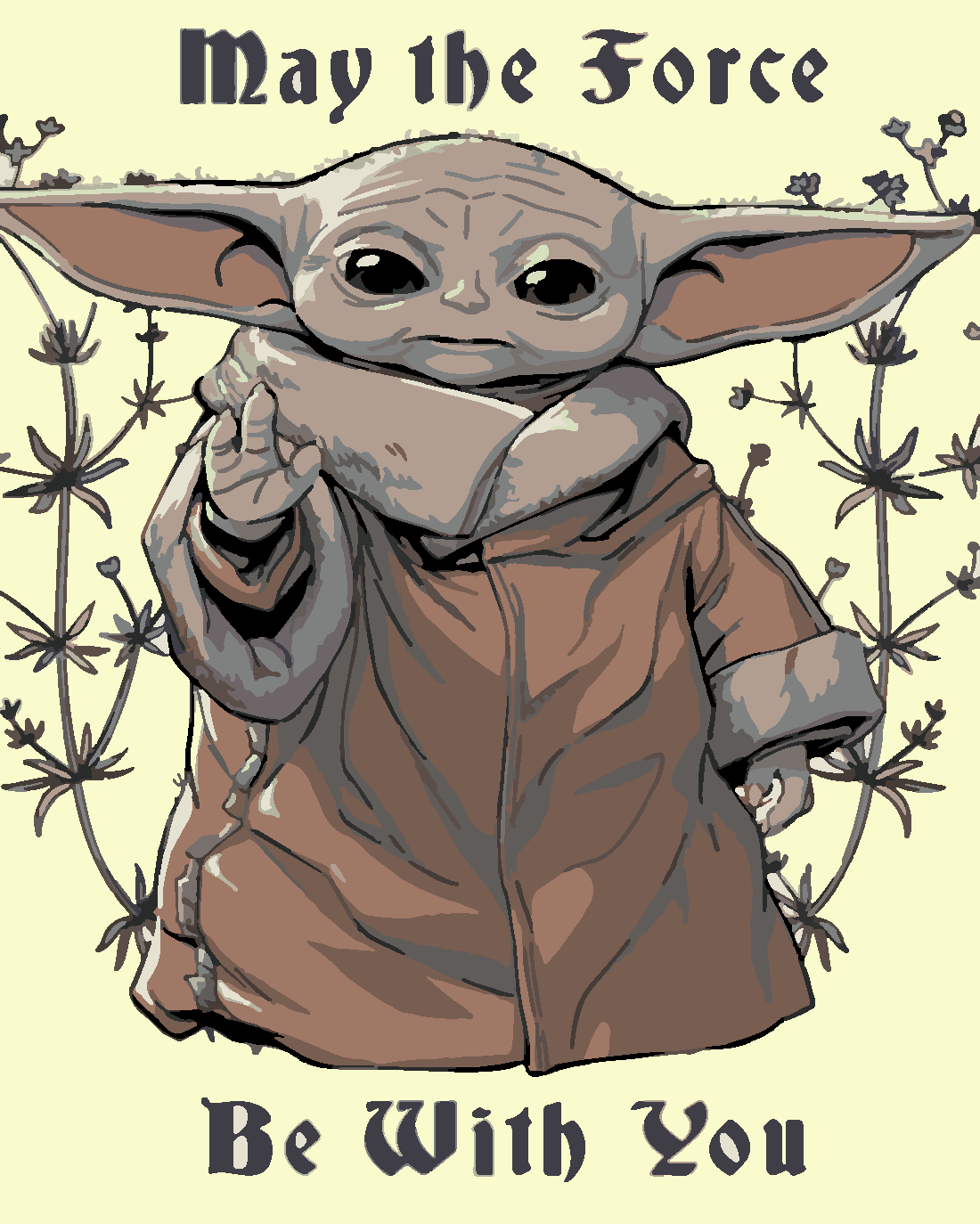 bebek yoda  Boyama Seti 40x50 cm (Tuvale Gerili)