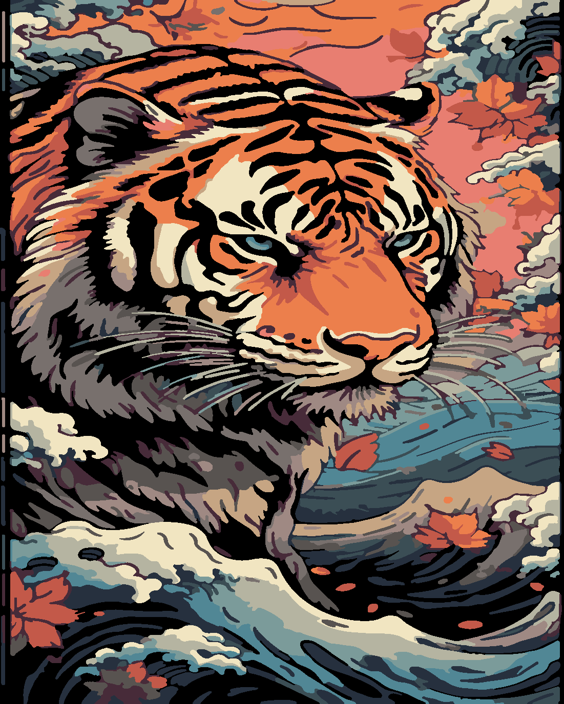 BENGAL KAPLANI -2 Boyama Seti 40x50 cm (Tuvale Gerili)